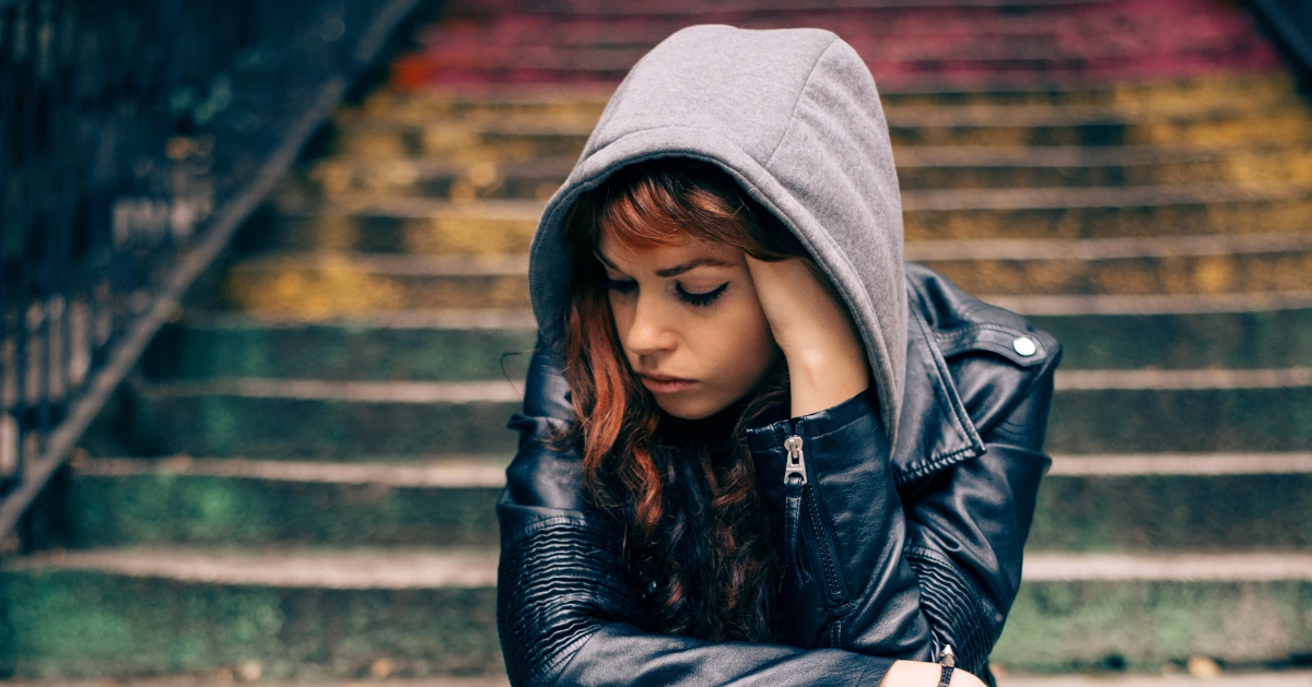 a girl looking sad