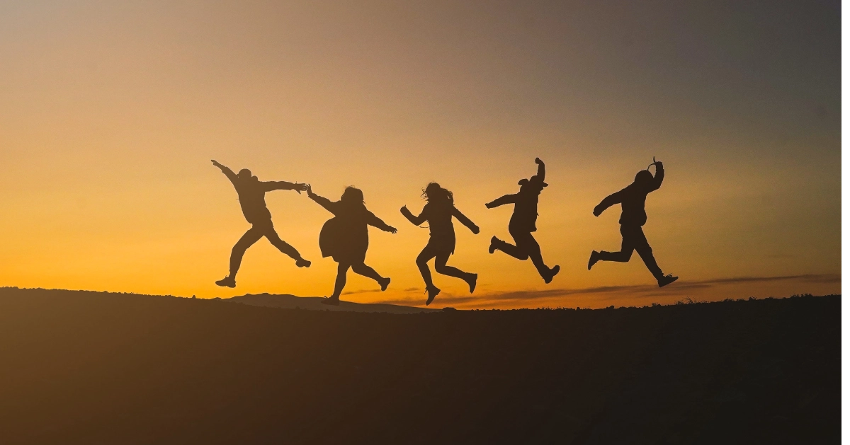 friends jumping