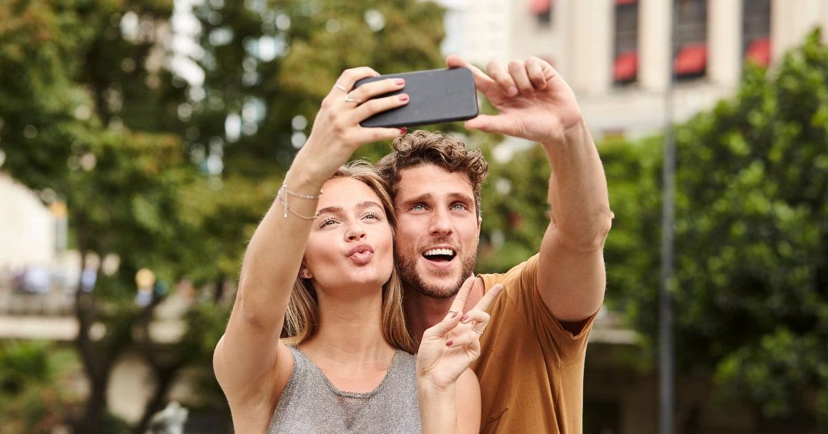a couple doing a selfie