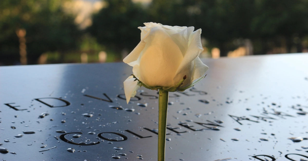 a yellow rose on top of a tomb stone