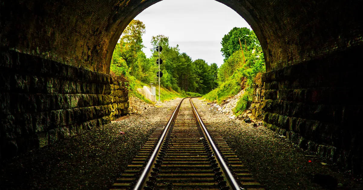 coming out of a tunnel