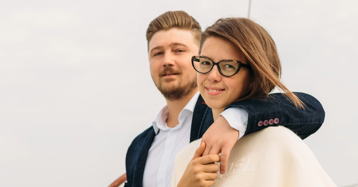 a couple embracing