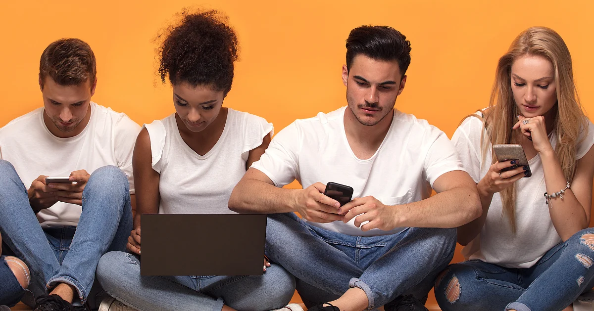 people on their cell phone