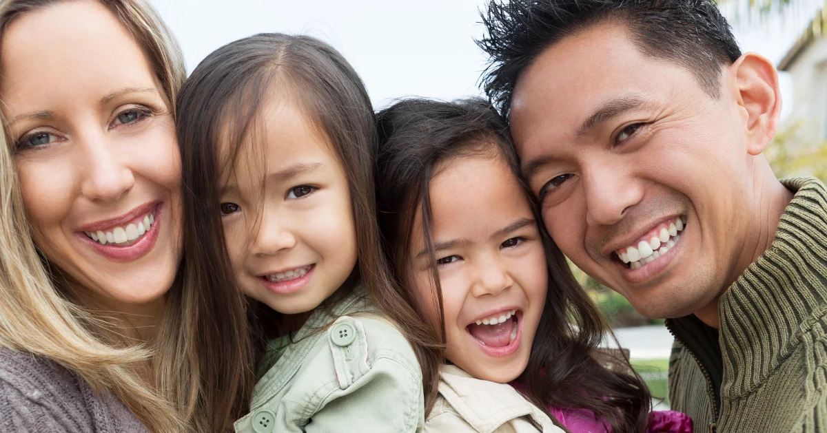 Mixed Race Couple with their children