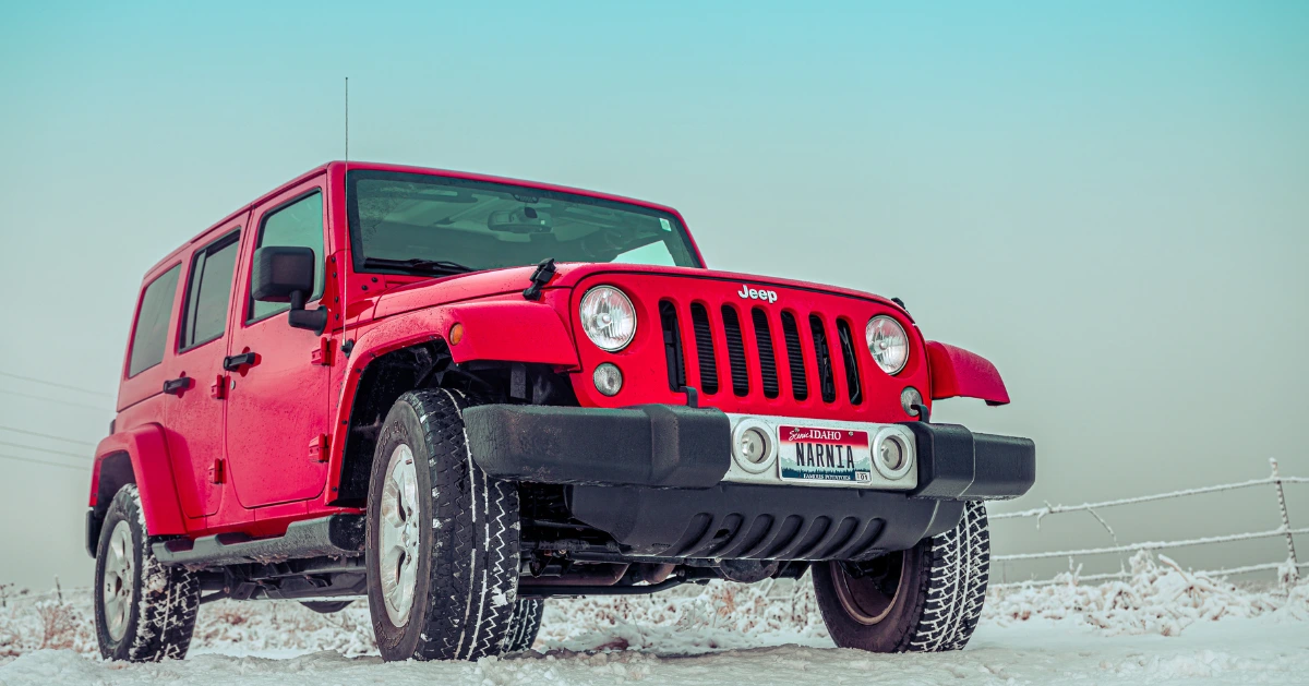 a red jeep