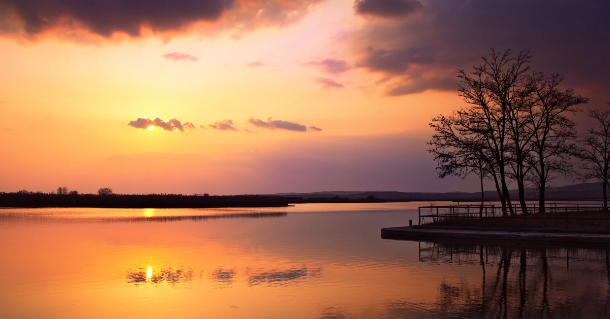 peaceful lake sunset