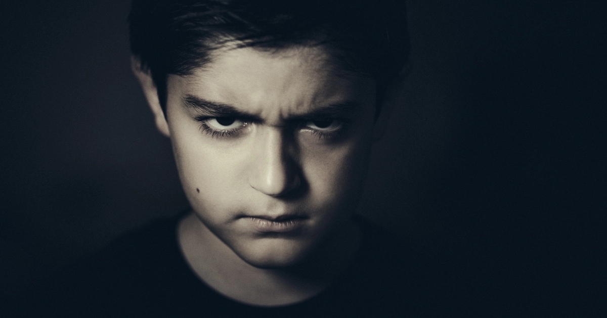 A young man's angry face