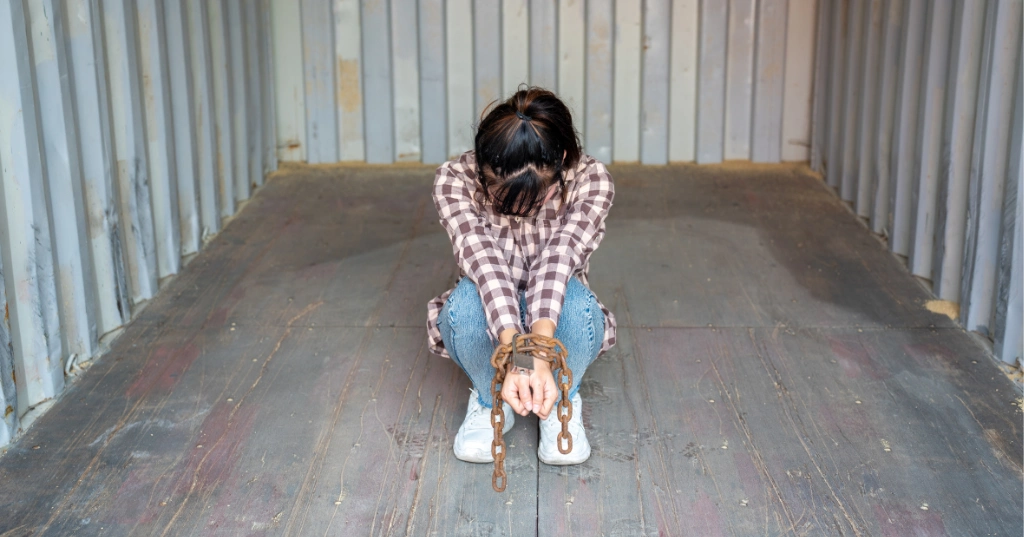 woman trapped in cargo container handcuffed and victim of sex trafficking